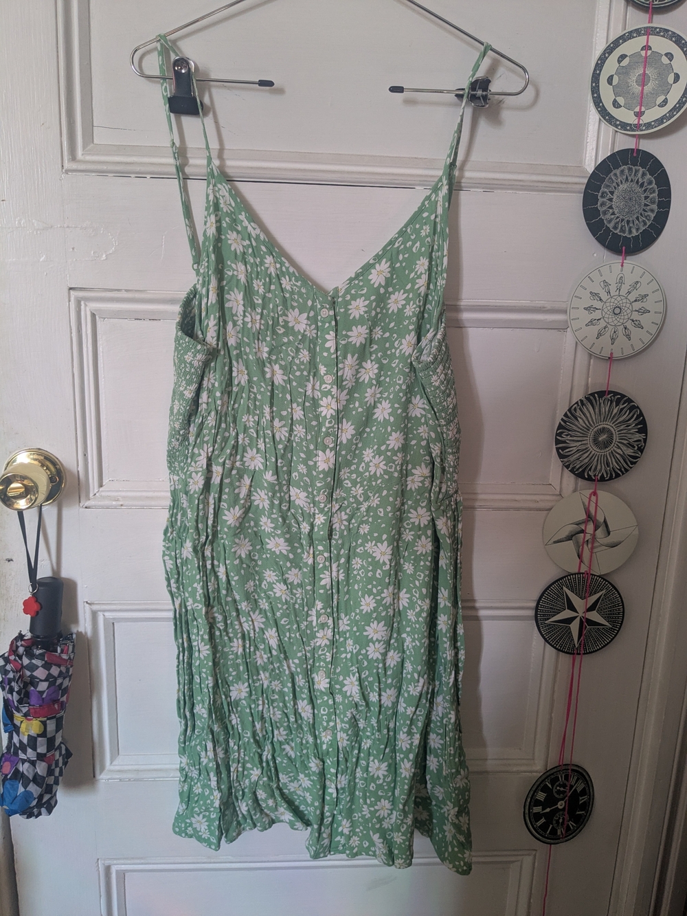 aerie Green Floral Button-Front Sundress